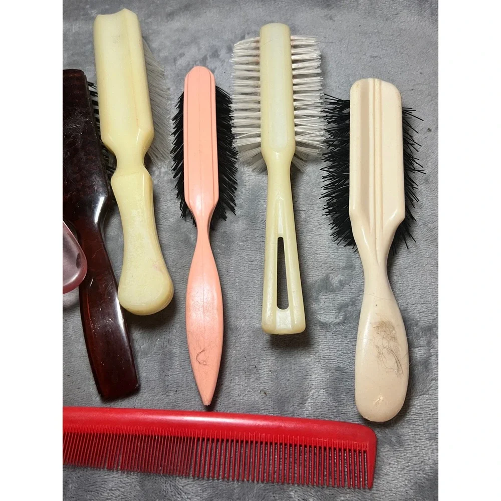 Vintage Hair Brush Lot Nylon Bristle Codi Epsilon PRO USA Comb Set Mixed